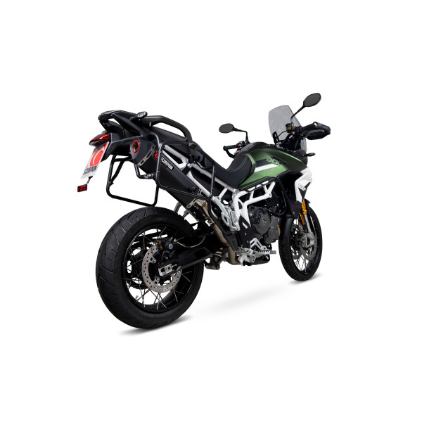 Scorpion Exhaust Triumph Tiger 900 (all models) 2020 - 2023 Serket Parallel Slip-on Black Ceramic Coated Sleeve. Fits with panniers
